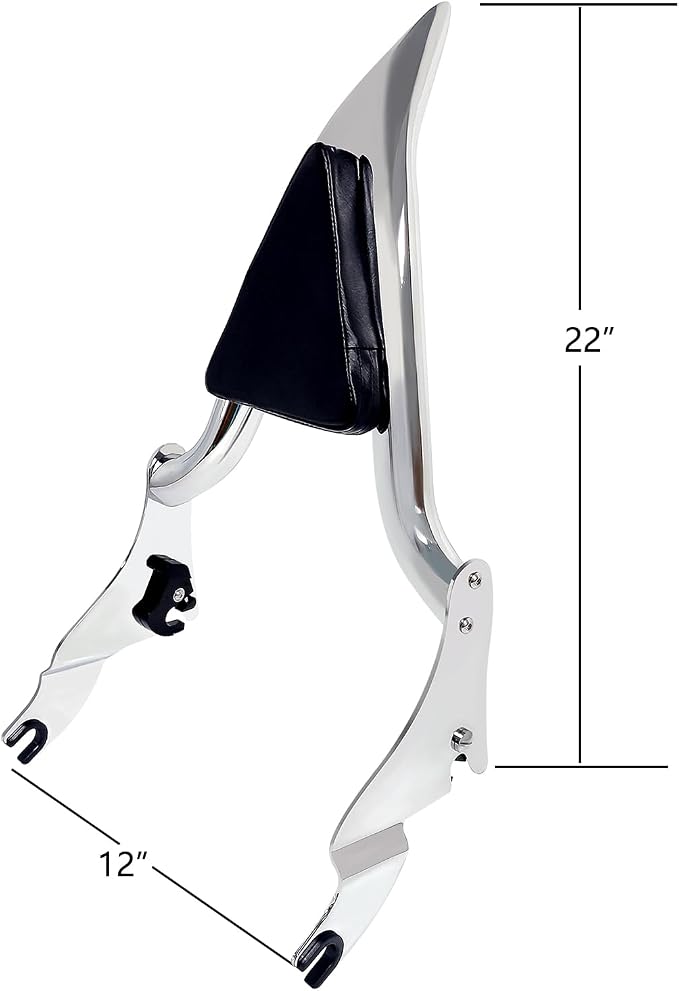 2026-2009 Motorcycle Detachable Backrest Sissy Bar Passenger Back Rest Pad for Harley Touring Road Glide Road King CVO Street Glide Electra Glide Ultra (22" Chrome)