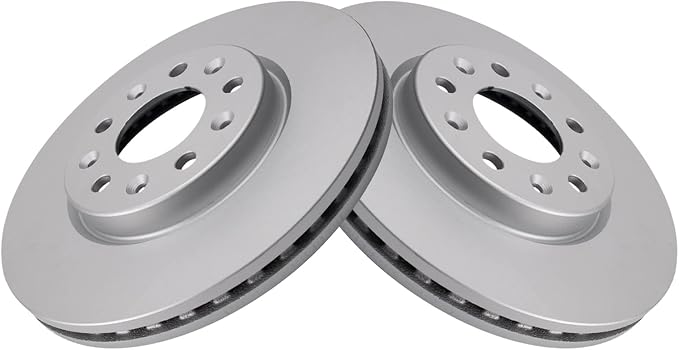 TRQ Front Brake Rotor Set Coated Compatible with 2016-2024 Chevrolet Malibu 2018-2021 Chevrolet Equinox with 300mm Diameter Front Rotors 2018-2021 GMC Terrain 300mm Diameter Rotors