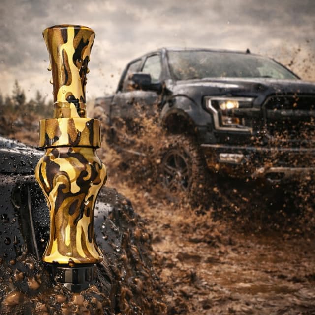 Duck Call Truck Antenna, Short 5.5 Inch Heavy Duty Anodized Aluminum Radio Antenna, Universal Kit Fits Most Trucks Including F150, F250, Clear Signal, Unique Truck Accessories and Gifts (Camo)