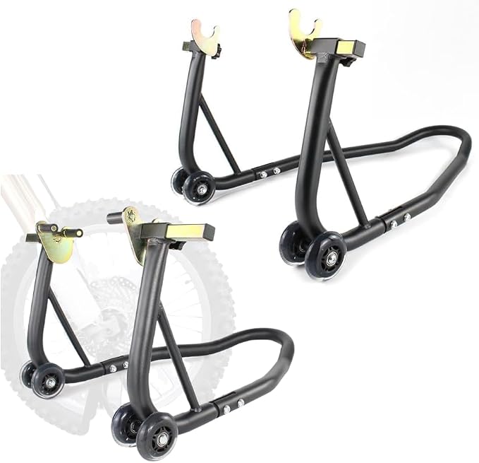 Xitomer Universal 450 lbs Motorcycle Stand Front + Rear Wheel Lift Stands, Spool-Style Lift Stand Universal Paddock Stand Powersports Stands
