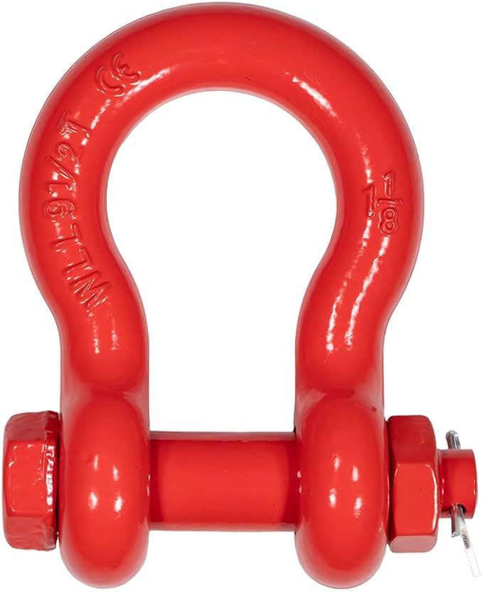 Mytee Products 10 Pack 1-1/8" Anchor Shackle Forged Carbon Steel w/Safety Screw Pin Load Limit 19,000 lbs, Double Rust Protection Heavy Duty D Ring Bolt Type Shackle for Towing, Rigging