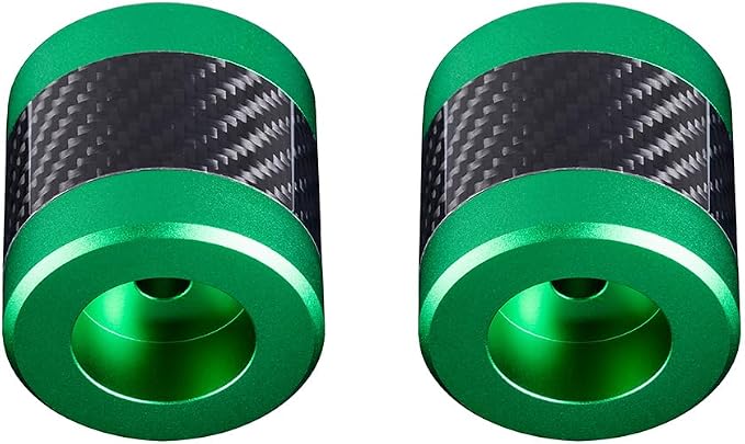 Advanblack ProTek Machined 1.25" Crash Bar Sliders Decorative Wheel Rotatable End For Front Engine Guard Harley Saddlebag Guards (Green CNC w/Carbon Inlay)