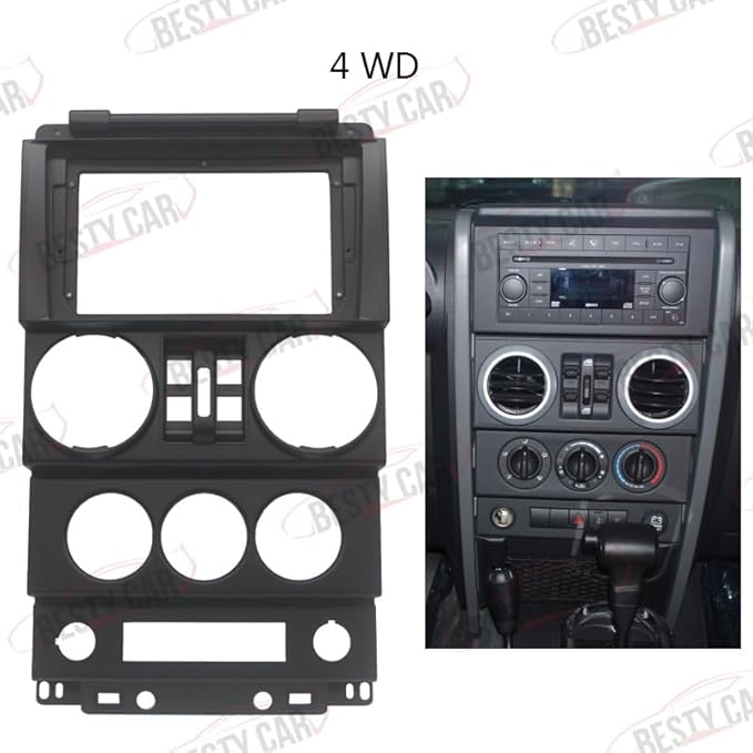 Fits for Jeep Wrangler 2008 2009 2010 4 Doors Car Radio Stereo Fascia Frame Double DIN 9 inch Dash Installation Mounting Kit