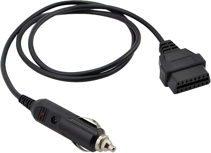 1M/3.3ft Car OBD2 Vehicle ECU Emergency Power Supply Cable Car Memory Save Any 12V DC Power Source with Cigarette Lighter to OBD Female Connector Cable Adapter Black (Pack of 5)