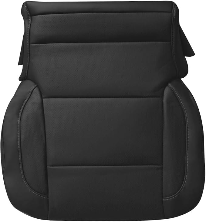 Driver or Passenger Side Bottom Perforated Leather Seat Cover Black Compatible with Chevy Silverado Tahoe Suburban Avalanche GMC Yukon Sierra 1500 2500HD 3500HD 2015-2019
