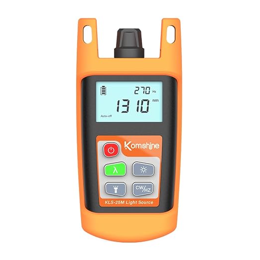Fiber Optic Light Source KLS-25M SM 1310/1550nm + 2.5mm Universal Interface + LED Lights + Mini Case Protection Design Compact & Generous FTTH Fiber Optical Test Tool