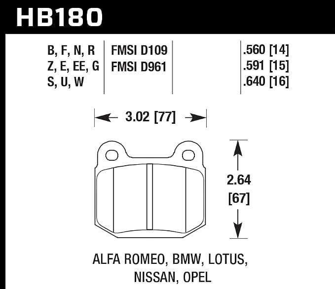 Hawk Performance HB180F.560 HPS Performance Street Brake Pads