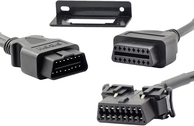 Pack of 5 iKKEGOL OBD2 OBD II Full 16 Pin Splitter Y Open Cable J1962 1 Male to 2 Female Connector Underdash Mount Bracket for Diagnostic DIY Extension Adapter 50cm/20