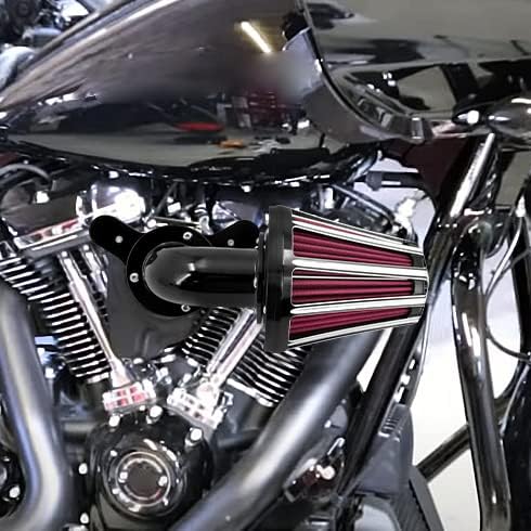 Air Cleaner Filter 90° Forward-Facing Intake Kit CNC Fit for Harley Touring Softail Dyna Sportster XL (Black Housing Red Element, C For Touring 08-16,Softail 16-17,Trike 08-16)
