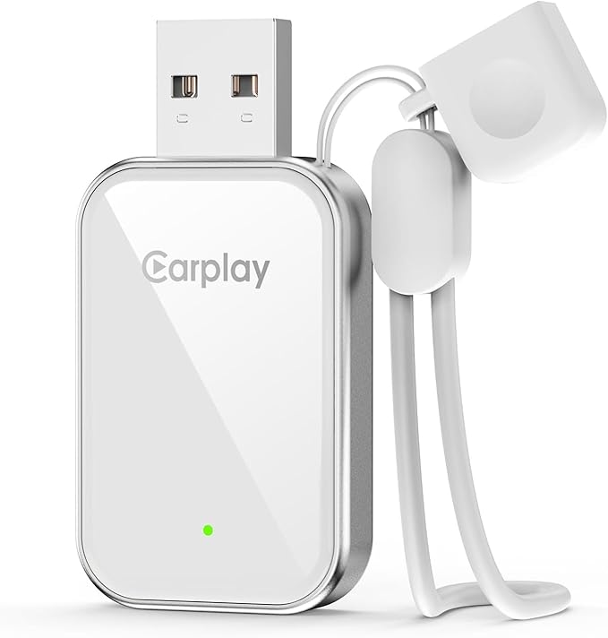Wireless CarPlay Adapter for Apple iPhone - 2025 Wired Car Play to Wireless Dongle, USB-A/C Plug&Play, Stable Bluetooth CarPlay Adapter Only for iPhone iOS 10+ & Cars with Factory Wired Car Play,White