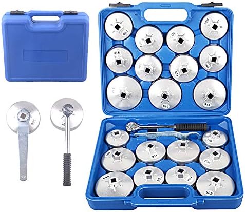 DAYUAN 23pcs Aluminum Alloy Cup Type Oil Filter Cap Wrench Socket Removal Tool Set Bundle with Upgraded 3 Pcs 1-1/8 inch to 3-1/2 inch Exhaust Pipe Expander Tool Set