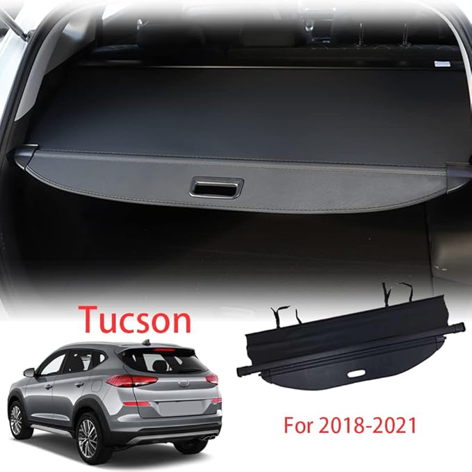 kaungka Cargo Cover for 2016 2017 Hyundai Tucson 2018-2021 Retractable Trunk Shielding Shade Black (Updated Version:There is No Gap Between the Back Seats and the Cover)