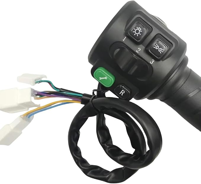 Fardriver Hall Type Twist Throttle Set,Three Speed/Reverse/Parking/Horn/Light Functions for Electric Motorcycle,Compatible with Fardriver Controller