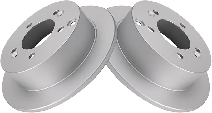 TRQ Rear Brake Rotor Set G Coated Solid Compatible with 2001 Hyundai XG300 2002-2005 XG350 2005-2010 Sonata 2005-2009 Tucson 2006-2010 Kia Optima 2005-2010 Sportage