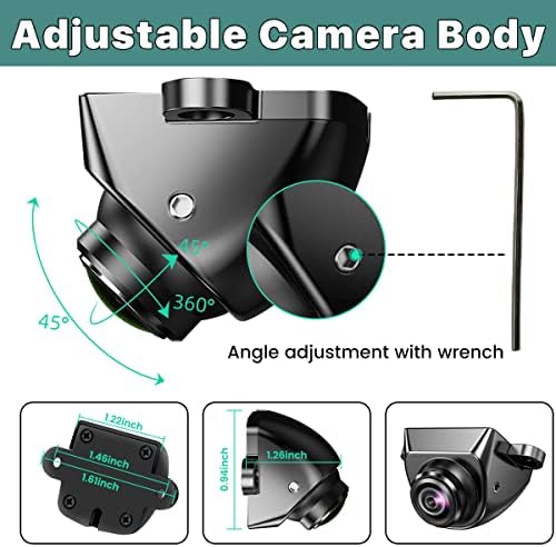 GreenYi AHD Monitor Camera Set, 800x480 HD TFT Monitor + Universal 720P Rear Front Side View Camera with Adjustable Fisheye Lens