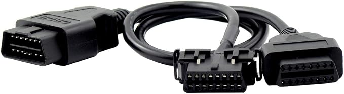 iKKEGOL OBD2 OBD II Full 16 Pin Splitter Y Open Cable J1962 1 Male to 2 Female Connector Underdash Mount Bracket for Diagnostic DIY Extension Adapter 50cm/20 (1 Pcs)