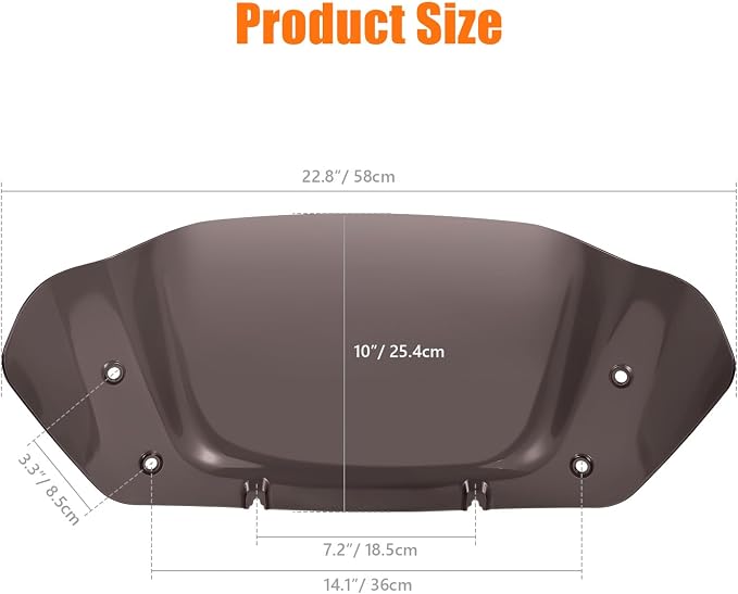 10" Wave Windshield Windscreen Wind Splitter Compatible for Harley Street Glide FLHX 2024-2025, CVO Street Glide FLHXSE 2023-2025, FLHXU 2025 (Smoke)