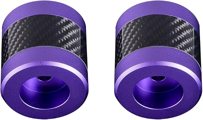 Advanblack ProTek Machined 1.25" Crash Bar Sliders Decorative Wheel Rotatable End For Front Engine Guard Harley Saddlebag Guards (Purple CNC w/Carbon Inlay)