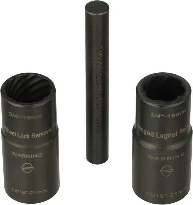 LTI TOOLS Twist Socket Lugnut Removal System, 3 Piece (LT4300), includes twist sockets 400-25 and 4200A and punch 400-7