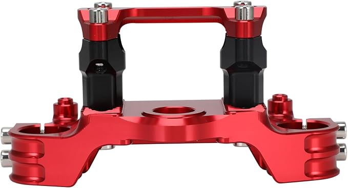 Motorcycle Top Triple Clamp 7/8" 22MM Upper Triple Tree Bar Mount with Risers Set CNC for CRF110 CRF110F 2013-2024 CRF125F CRF125FB 2019-2024 CRF 110F 125F 125FB Red