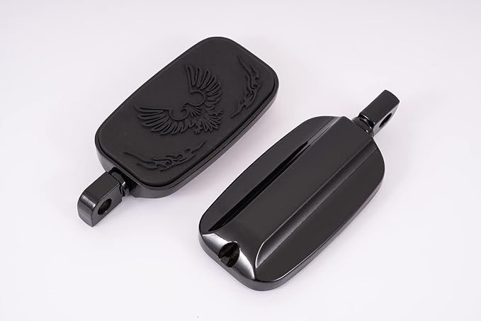Kinglemc Front Rider Rear Passenger Position Floorboards Footboard Footpeg for Harley Dyna Touring Softail Sportster 883 1200 (Eagle 7.2 * 2.5", Black)
