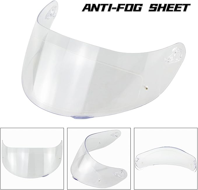 Anti Fog Film Resistant Lens Clear for I90 Helmet HJ-33 100% Max Vision Shields for Equipped Shields (Clear)