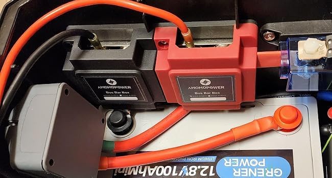 Bus Bars 12V-48V 400A Heavy Duty Copper Busbar Power Distribution Blocks with 8X 5/16" (M8) Posts Terminals DC Battery Buss Bar Positive& Negative for Car RV Solar PV Marine Automotive Boat