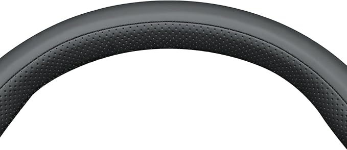 MEWANT Black Smooth Perforated Faux Leather Steering Wheel Cover for Tesla Model Y 2020-2023 Model 3 2017-2023