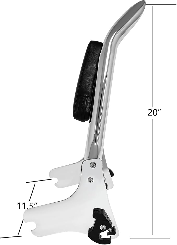 1997-2008 Detachable Sissy Bar Backrest Passenger Back Rest Pad for Harley Touring Road Glide Road King CVO Street Glide Electra Glide (22" Tall Chrome)