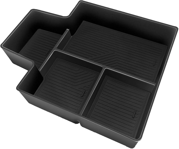 BestEvMod Center Console Organizer Tray Compatible with Chevrolet Silverado EV 2026 2025 2024 Pickup Armrest Storage Box ABS Material with PVC Trim NOT Fit ICE (Bottom)