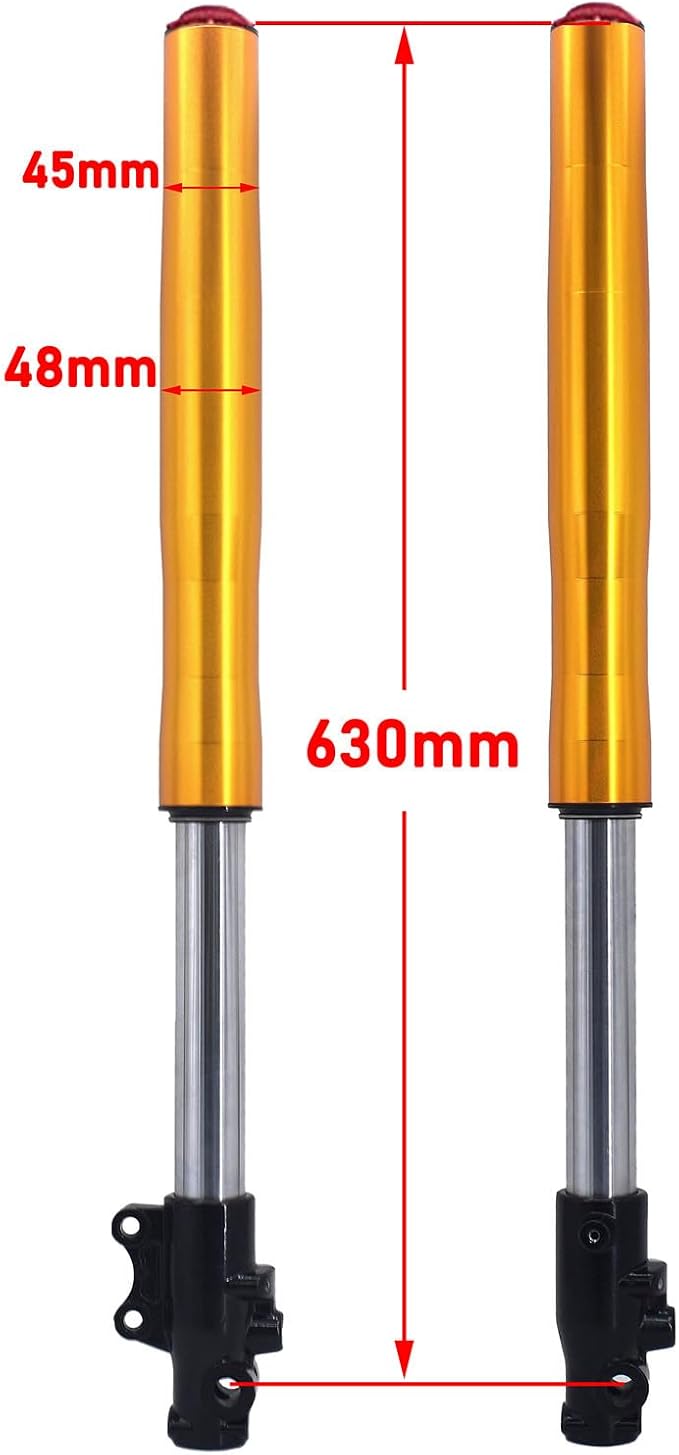 Front Inverted 630MM Fork 45MM/48MM with Shock Protector Cover for Chinese Dirt Pit Bike CRF KLX (Gold Red-15mm Alxe)
