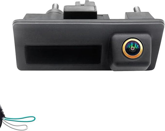 Vehicle Backup Camera CCD Compatible for Audi A4 A4L A3 S4 RS4 B9 for VW Lavida Plus Skoda Car Rear View AHD 1080P Camera Reverse Parking Golden Fisheye Lens Waterproof Cam Car Trunk Handle Camera