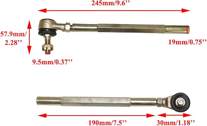 PRO BAT 300mm/11.8'' Steering Wheel Steel Kit 320mm/12.6'' Gear Rack Pinion Adjustable Shaft Set Replacement for 110cc Go Kart Golf Buggy UTV