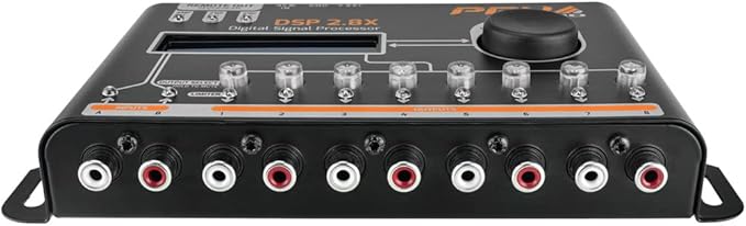 PRV AUDIO Car Audio DSP 2.8X Digital Crossover and Equalizer 8 Channel Full Digital Signal Audio Processor DSP with Sequencer Remote Relay