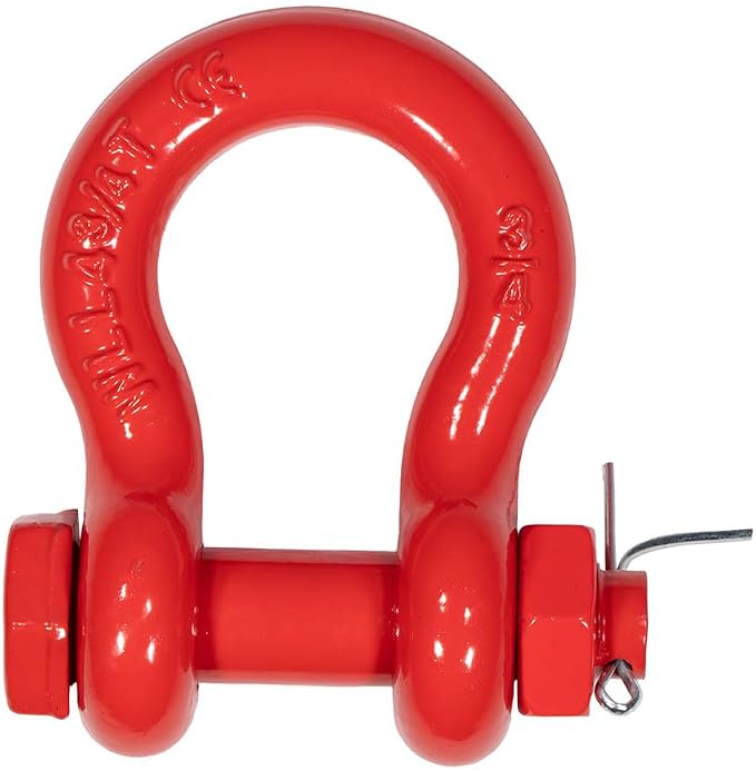 Mytee Products 4 Pack 3/4" Anchor Shackle Forged Carbon Steel w/Safety Screw Pin Load Limit 9,500 lbs, Double Rust Protection Heavy Duty D Ring Bolt Type Shackle for Towing, Rigging, Vehicle Recovery