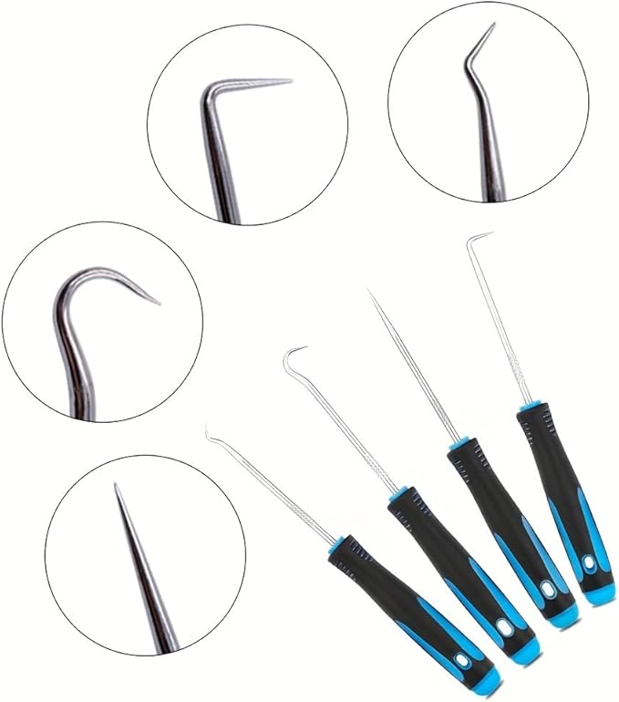 Professional 10-Piece Automotive Hook and Pick Set for Oil Seal, O-Ring, Gasket Removal - Car Repair Tool Kit for Mechanics, Auto Body Dent Puller, Engine Repair & Maintenance (Blue)