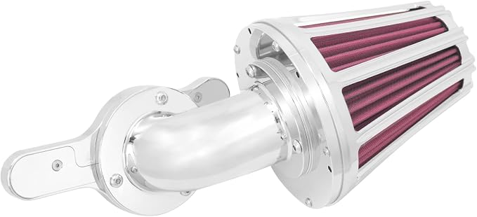 Air Cleaner Filter 90° Forward-Facing Intake Kit CNC Fit for Harley Touring Softail (Chrome Housing Red Element, D For M8 Touring 17-23 Trike 17-25 Softail 18-24)