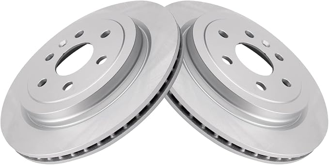 TRQ Rear Brake Rotor Set G Coated Vented Compatible with 2010-2016 Cadillac SRX 2011 Saab 9-4X