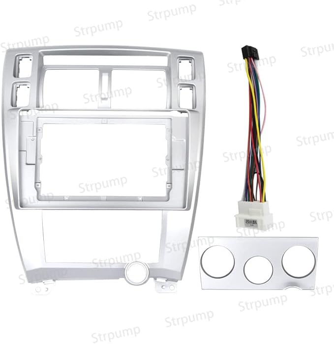 10.1'' Car Radio Stereo Dash Frame Fascia Bezel Panel w/Power Harness Cable Compatible for Hyundai Tucson 2004 05 06 07 08 09 Install Mount Kit