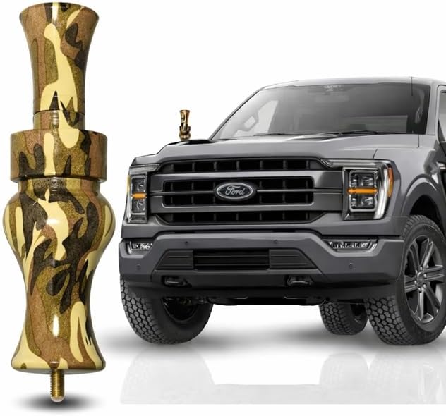 Duck Call Truck Antenna, Short 5.5 Inch Heavy Duty Anodized Aluminum Radio Antenna, Universal Kit Fits Most Trucks Including F150, F250, Clear Signal, Unique Truck Accessories and Gifts (Camo)