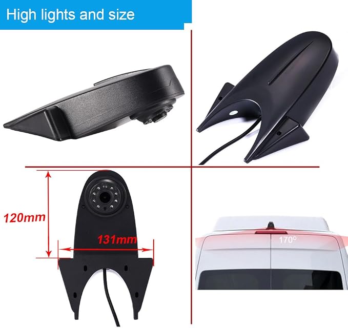 3rd Brake Light Reverse Camera Parking Camera+7" Screen Mirror for VW Crafter T5 Sprinter vito Viano Citroen Dacia Fiat Ford Hyundai Isuzu Iveco Mitsubishi Nissan Peugeot Seat Skoda Toyota