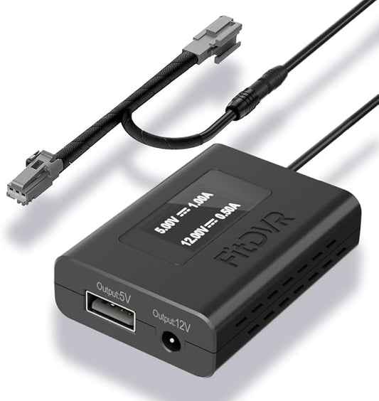 Dash Camera Power Adapter (3-Pin) for Ford Ranger 2019-2023 and Escape 2013-2020 with Auto-dimming Mirror, LED Display USB Power Source, Easy to Install, 5V 12V Output, D3-040