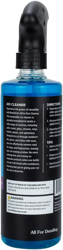 Maxshine All-in-One Cleaner Spray | 16oz, White | Biodegradable Formula, Interior & Exterior Use, Fresh Scent | Removes Grime & Stains for Car Detailing