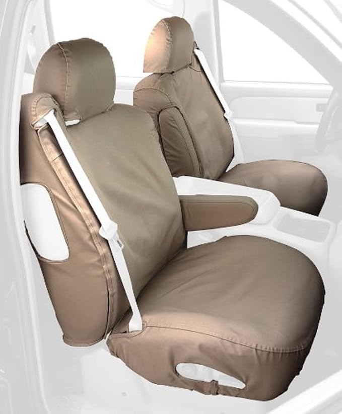 Covercraft Custom-Fit Front Bucket SeatSaver Seat Covers - Polycotton Fabric, Taupe
