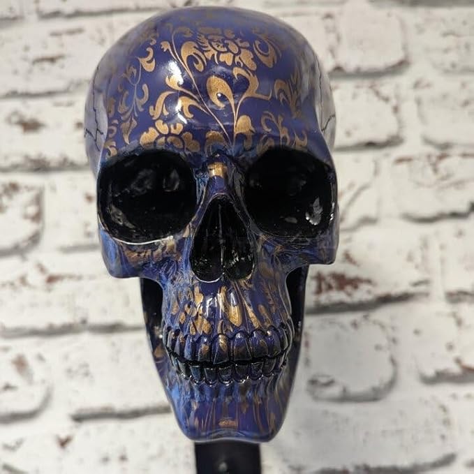 Motorcycle Helmet Skull Holder, Wall Mount Helmet Rack, Resin Crafts,Skull Helmets Holder Suitable for Motorcycle Cap, Baseball Cap, Bicycle Cap, Hat Storage Rack,Sports Gear (Type-C)