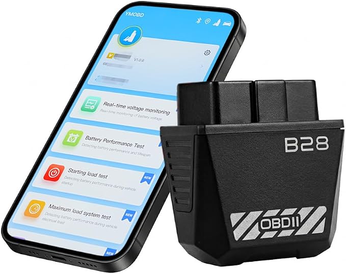 B28 Bluetooth 5.3 OBD2 Scanner, Wireless Diagnostic Tool for Check Light, 1000+ Fault Codes (No ABS/SRS), Professional Code Reader for iOS & Android, Fits 1996+ OBDII Compliant Vehicles