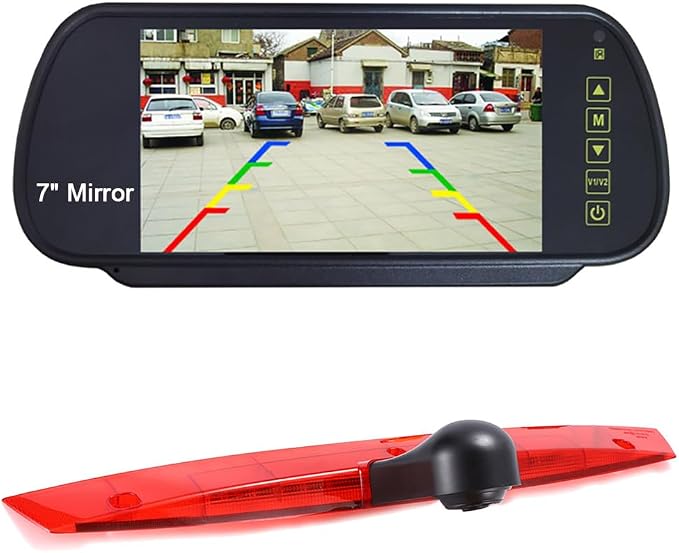 1280 * 720 Pixel Third Roof Brake Lamp Car Backup Camera Replacement for Mercedes-Benz Viano W639 Vito/Mixto Kasten Bus W639 Waterproof Night Vision Reverse Parking+7" inch TFT LCD Mirror