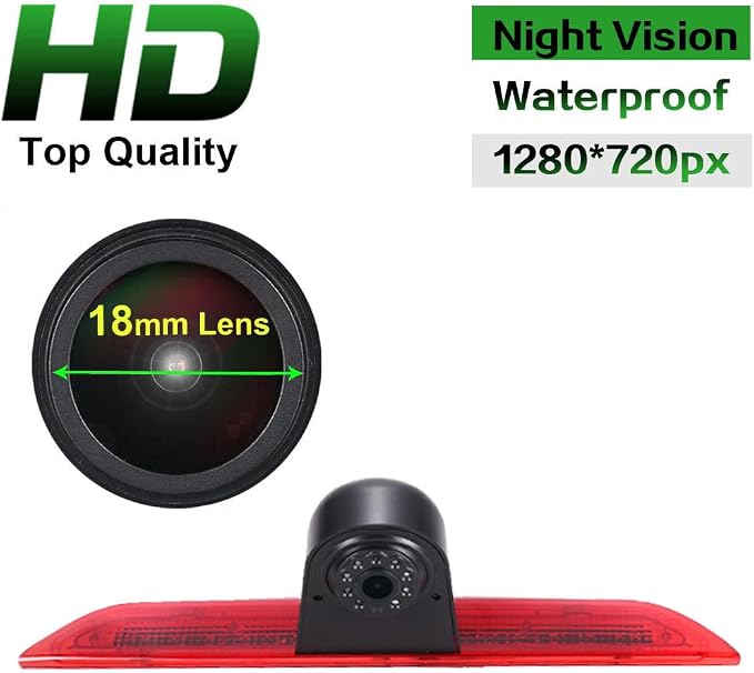HD IP68 Brake Lamp Rear View Backup Camera Angle and Distance Adjustable Compatible with Ford Transit tourneo Custom Jumbo Kasten V363 F150 F250 F350 V636 MK8/V362 Bus (Camera+4.3'' Rearview Mirror)