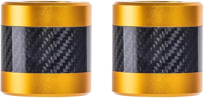 Advanblack ProTek Machined Harley Crash Bar Sliders 1.25" Decorative Wheel Rotatable End For Front Engine Guard Rear Saddlebag Guards (Gold CNC w/Carbon Inlay)