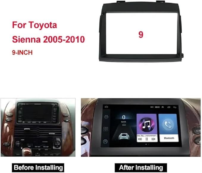 Fits for Toyota Sienna 2006-2010 Car Radio Stereo Fascia Frame Double DIN 9 inch Dash Installation Mounting Kit